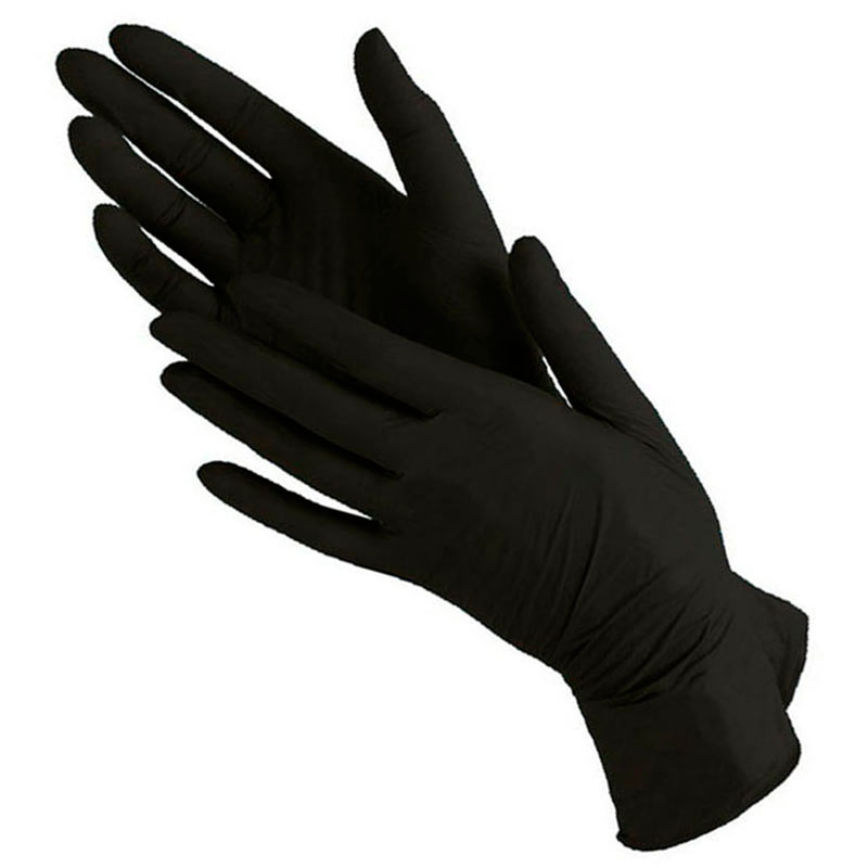 BENOVY Перчатки нитриловые текстурированные на пальцах черные L 100 шт