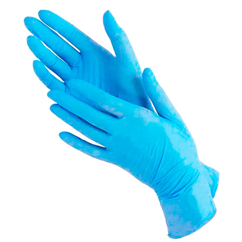 BENOVY Перчатки нитриловые текстурированные на пальцах голубые L 100 шт