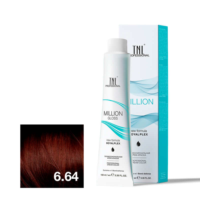 TNL Крем-краска для волос Million Gloss оттенок 6.64 Темный блонд красный медный 100 мл