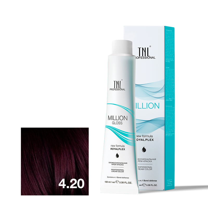 TNL Крем-краска для волос Million Gloss оттенок 4.20 Коричневый фиолетовый 100 мл