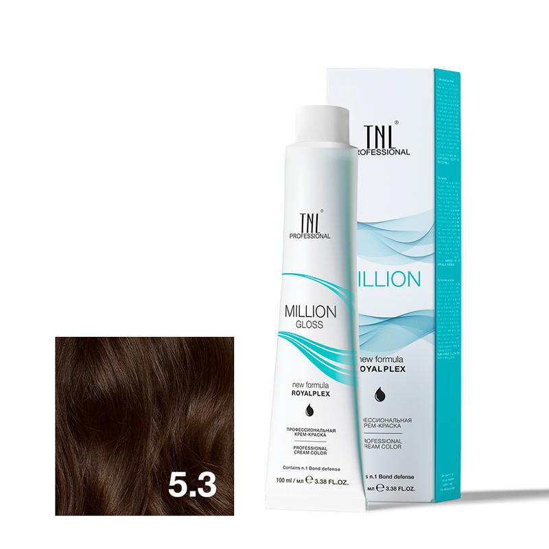 TNL Крем-краска для волос Million Gloss оттенок 5.3 Светлый коричневый золотистый 100 мл