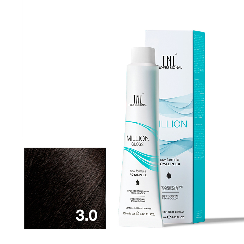 TNL Крем-краска для волос Million Gloss оттенок 3.0 Темный коричневый 100 мл