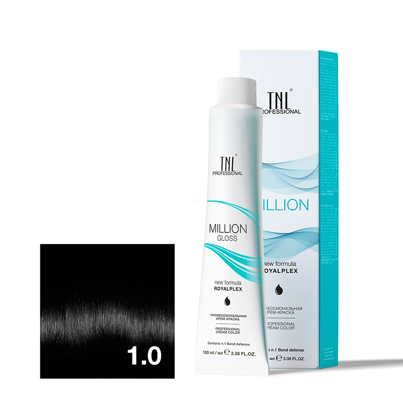 TNL Крем-краска для волос Million Gloss оттенок 1.0 Черный 100 мл