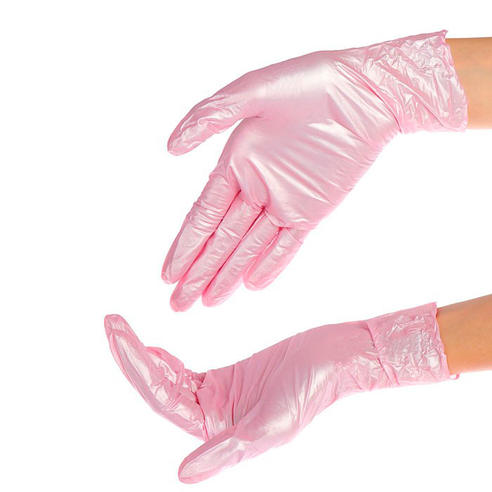 BENOVY Перчатки нитриловые текстурированные на пальцах перламутрово-розовые S 100 шт
