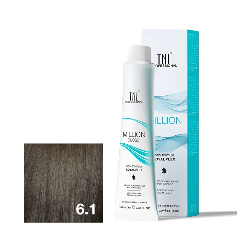 TNL Крем-краска для волос Million Gloss оттенок 6.1 Темный блонд пепельный 100 мл