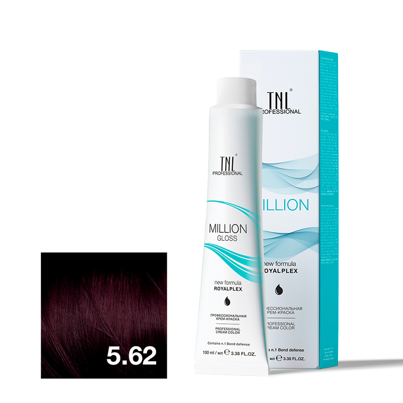 TNL Крем-краска для волос Million Gloss оттенок 5.62 Светлый коричневый красный фиолетовый 100 мл