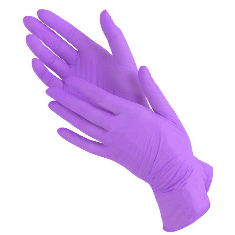 АЛЬЯНС Перчатки нитриловые неопудренные, фиолетовые, размер S, 100 шт./уп.