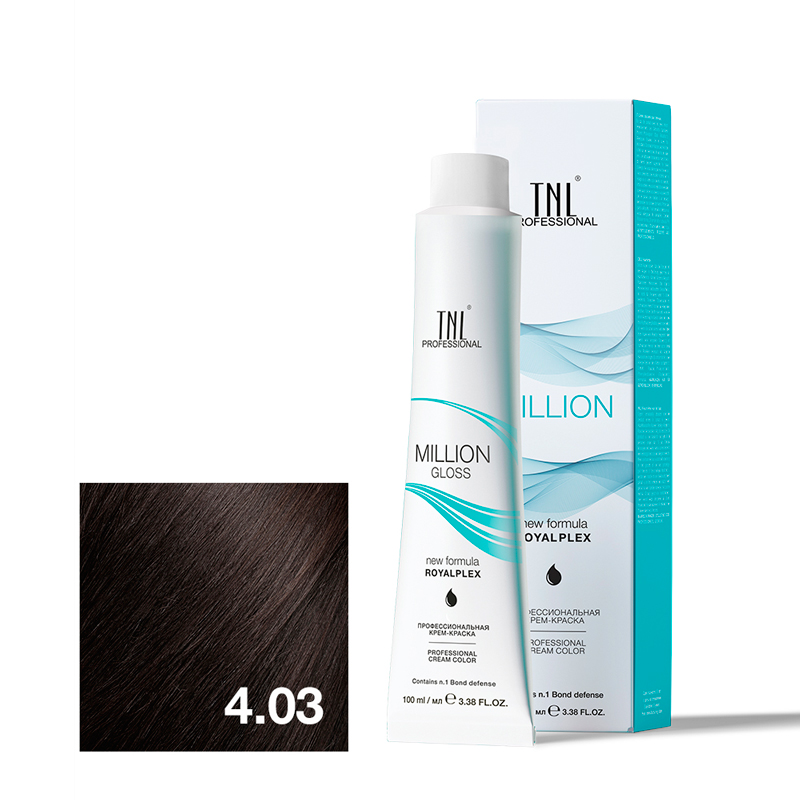 TNL Крем-краска для волос Million Gloss оттенок 4.03 Коричневый теплый 100 мл