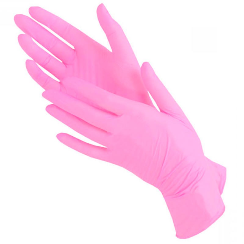 АЛЬЯНС Перчатки нитриловые неопудренные, розовые, размер XS, 100 шт./уп.