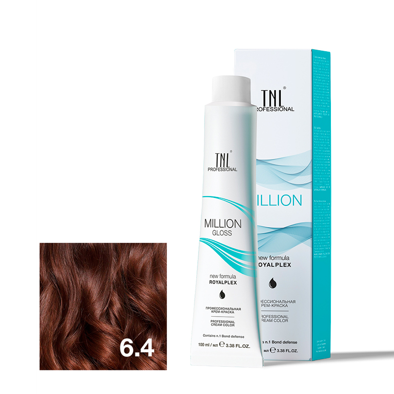 TNL Крем-краска для волос Million Gloss оттенок 6.4 Темный блонд медный 100 мл