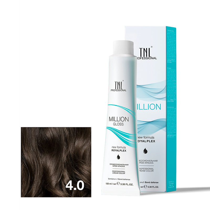 TNL Крем-краска для волос Million Gloss оттенок 4.0 Коричневый 100 мл