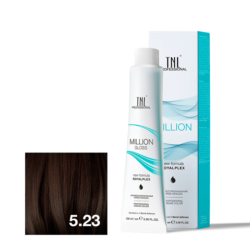TNL Крем-краска для волос Million Gloss оттенок 5.23 Светлый коричневый перламутр. золотистый 100 мл