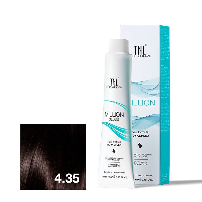 TNL Крем-краска для волос Million Gloss оттенок 4.35 Коричневый каштановый 100 мл