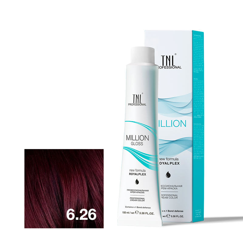 TNL Крем-краска для волос Million Gloss оттенок 6.26 Темный блонд фиолетовый красный 100 мл