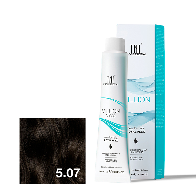 TNL Крем-краска для волос Million Gloss оттенок 5.07 Светлый коричневый холодный 100 мл