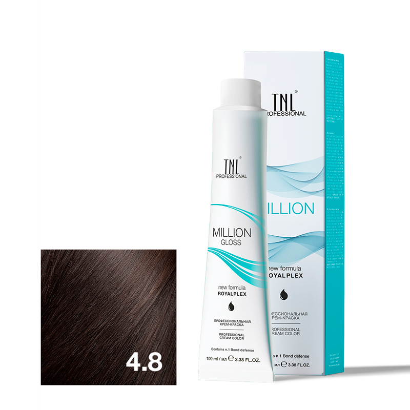TNL Крем-краска для волос Million Gloss оттенок 4.8 Коричневое какао 100 мл