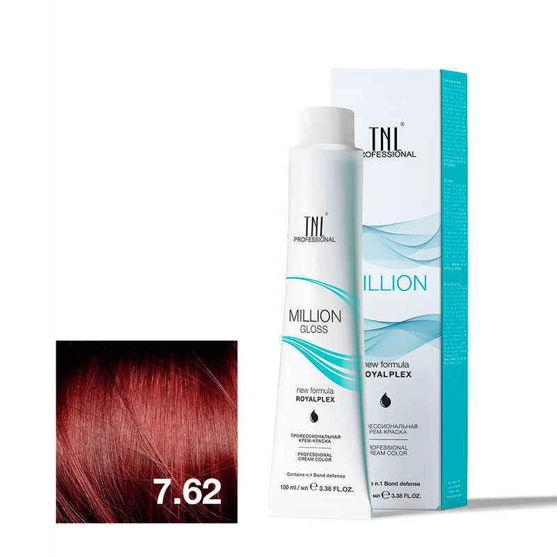 TNL Крем-краска для волос Million Gloss оттенок 7.62 Блонд красный фиолетовый 100 мл