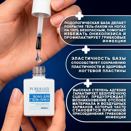 База для гель-лака подологическая противогрибковая 15 мл. DERMATOFIX-BASE фото 2